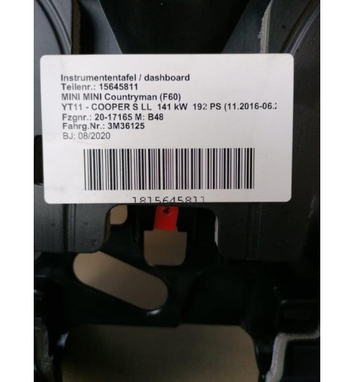 Instrumententafel Amaturenbrett Dashboard BMW MINI Countryman F60 51456848339
